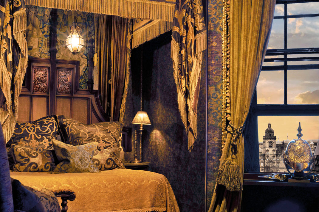 Bedroom at The Witchery hotel.