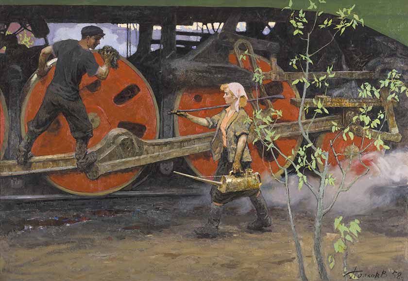 Viktor Popkov Spring at the depot, 1958 Art Russe Collection London