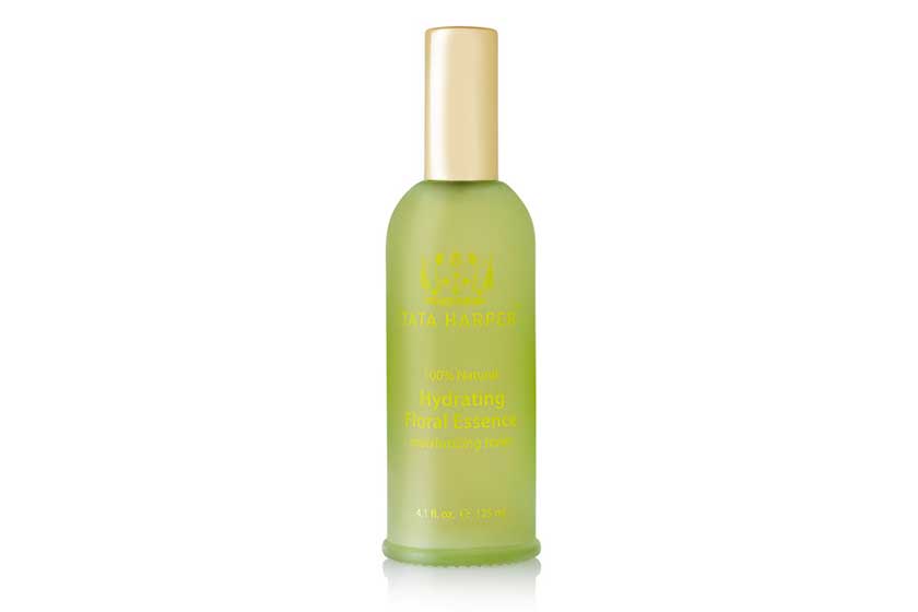 Green and gold face mist bottle