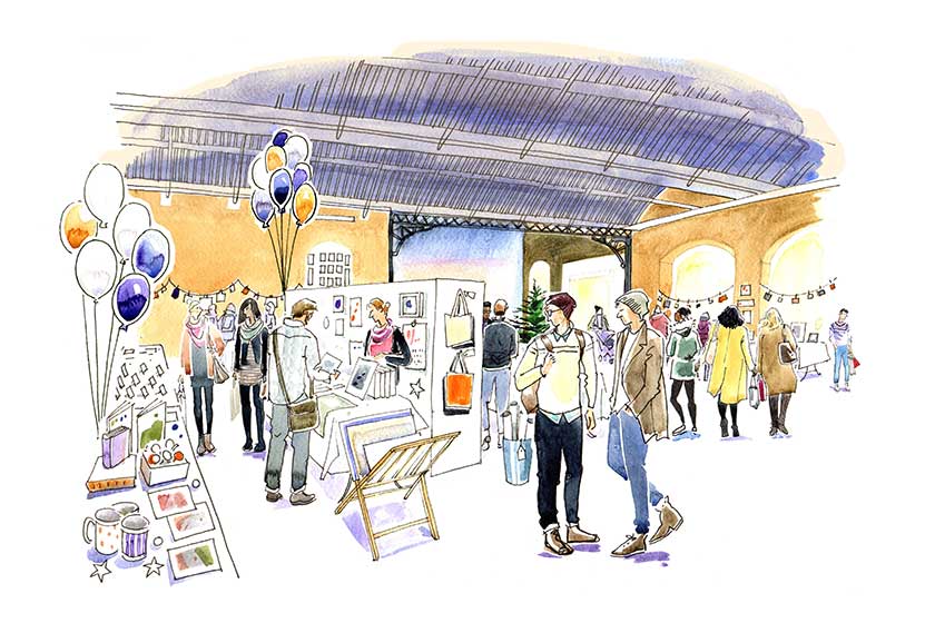 House of Illustration Christmas Fair illustration by Lis Watkins