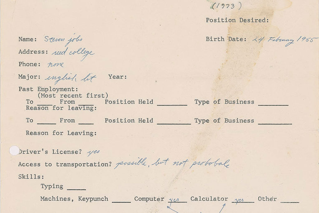 steve jobs cv