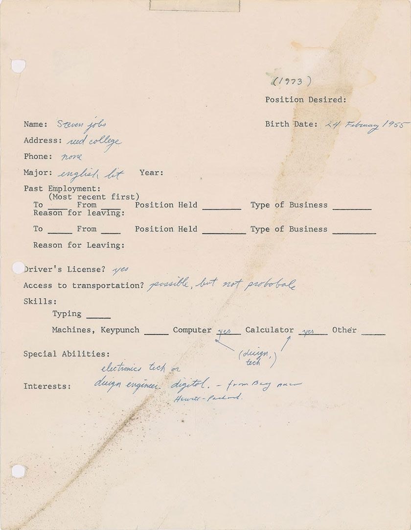 steve jobs cv