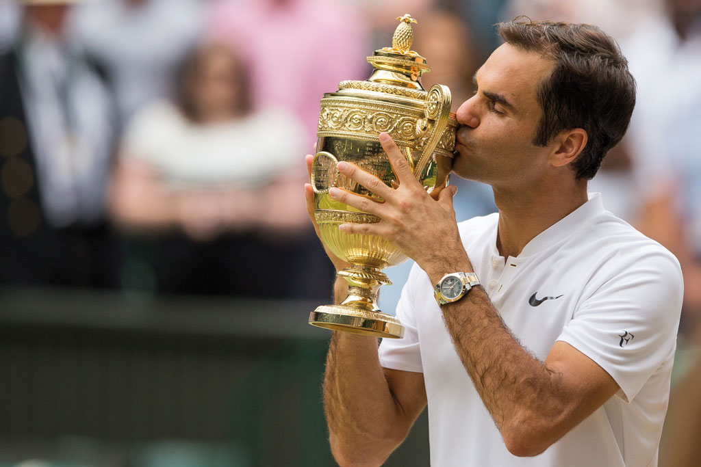Federer with Wimbledon Cup