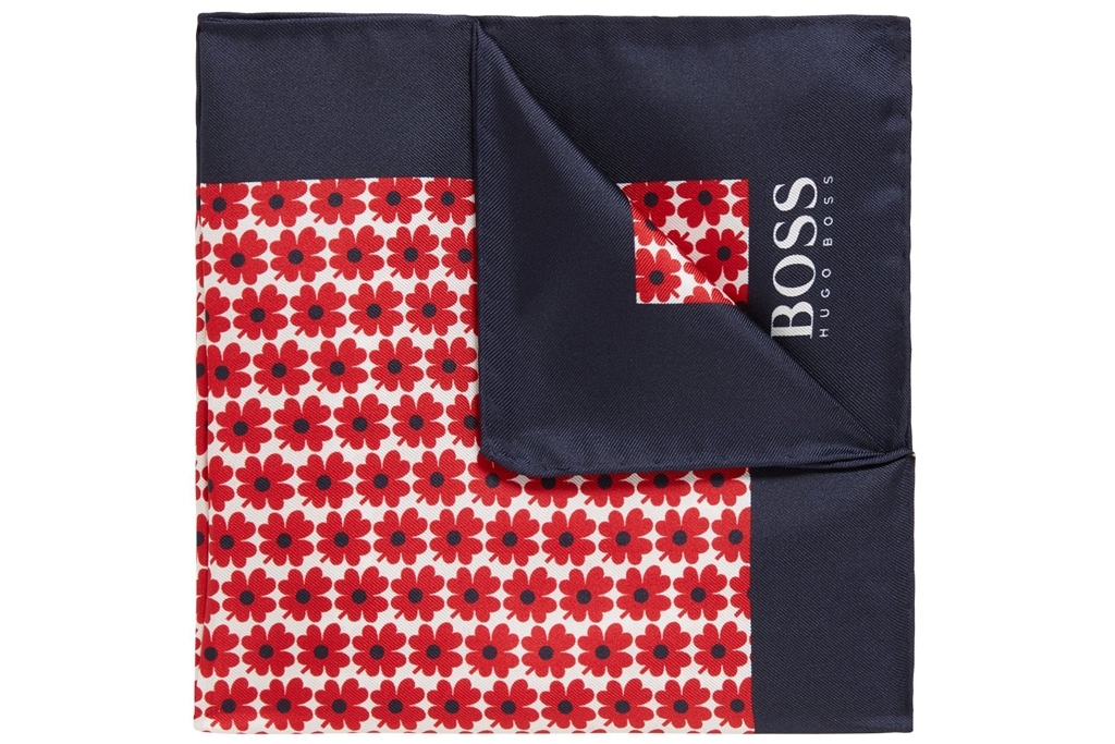 Floral-print pocket square in Italian silk, £45