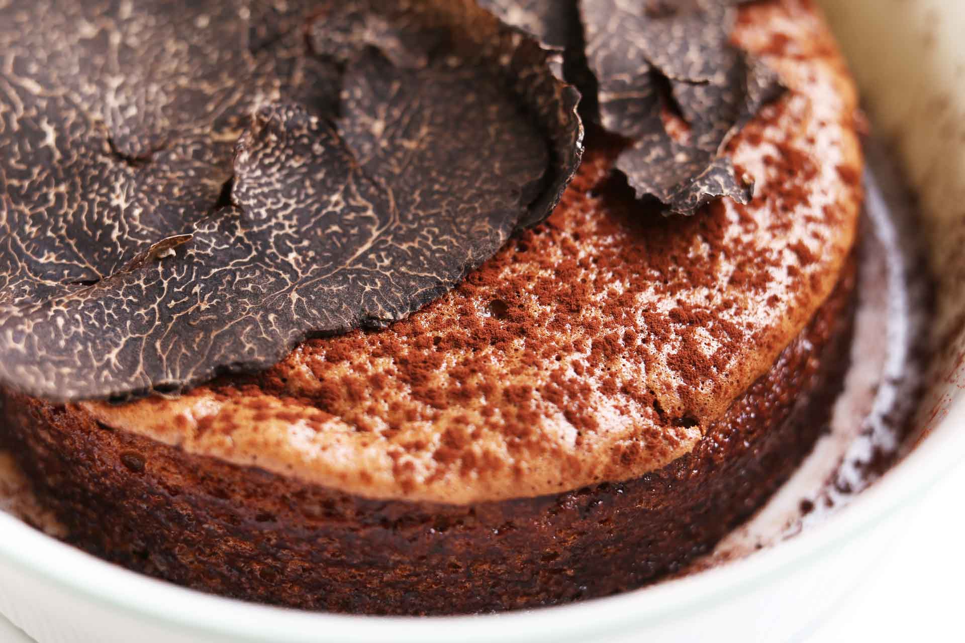 The chocolate and truffle soufflé at Le Clarence, Paris