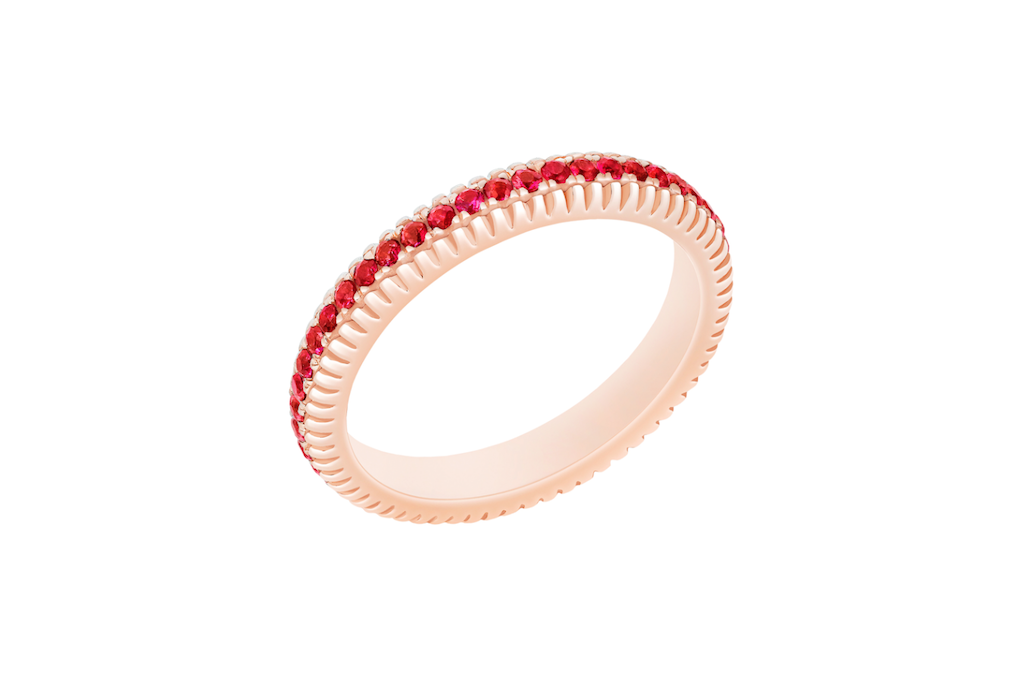 2. Fabergé Ruby Rose Gold Fluted Band
