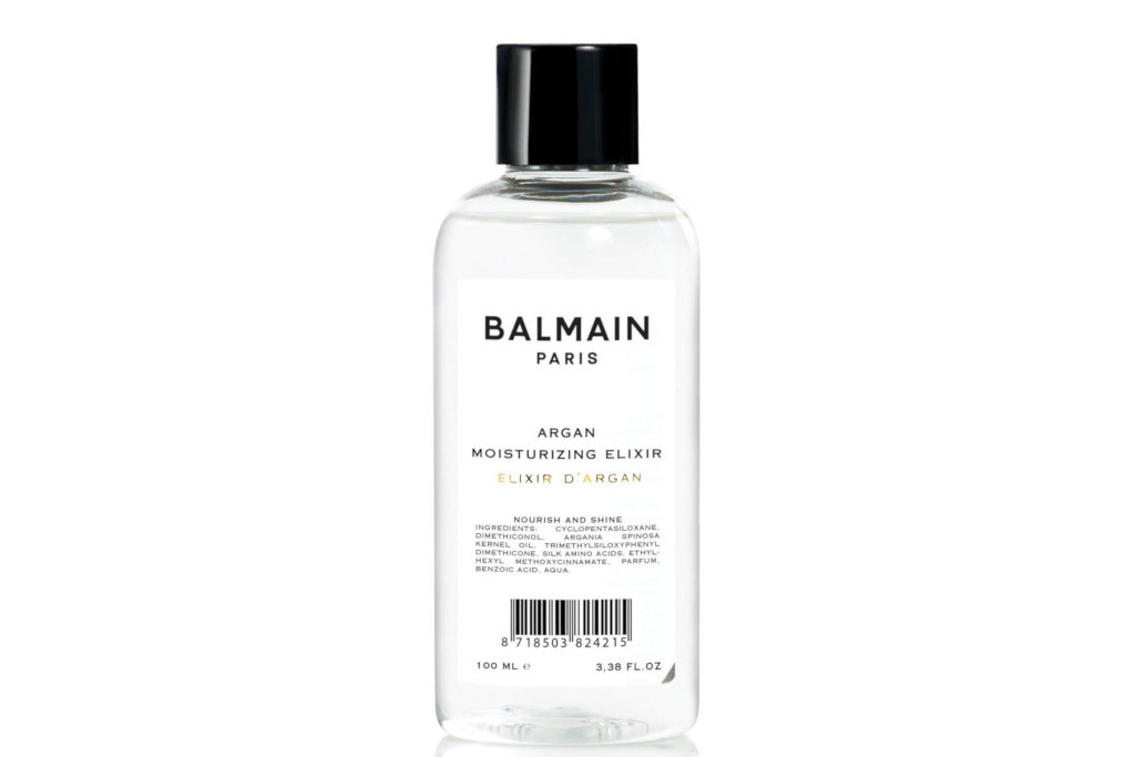 Clear bottle with a black cap and black text clear label