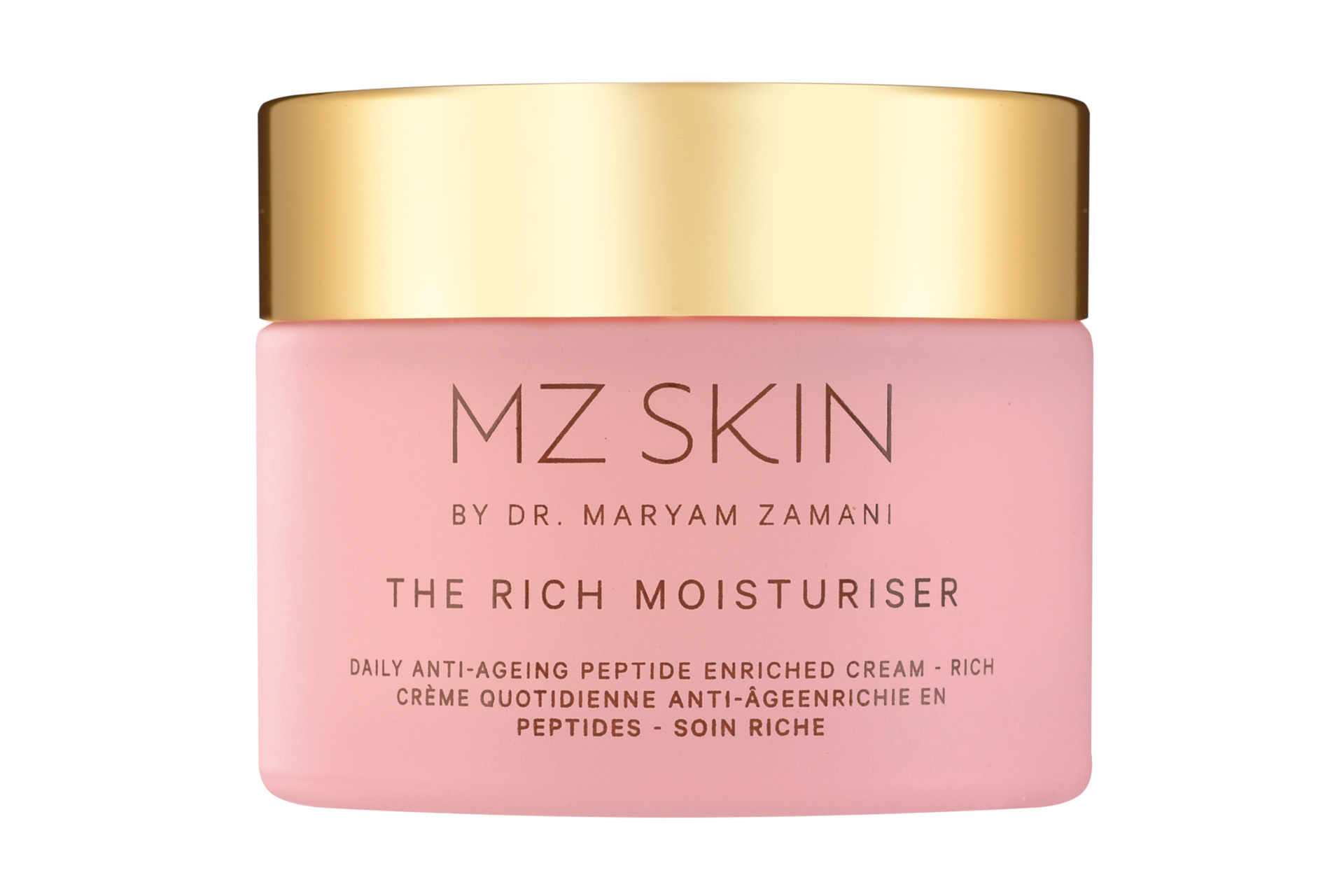 a pink moisturiser pot with gold lid