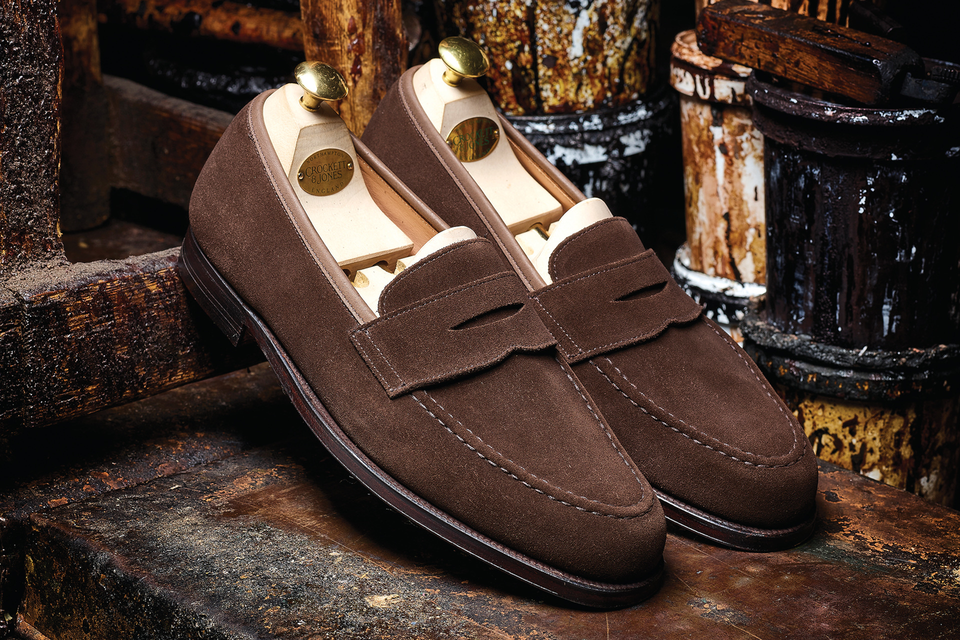 Crockett & Jones Boston penny loafer moccasin in textured leather –  Borghini