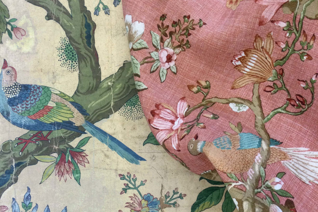 Eltham Archive document with Eltham Bird Fabric