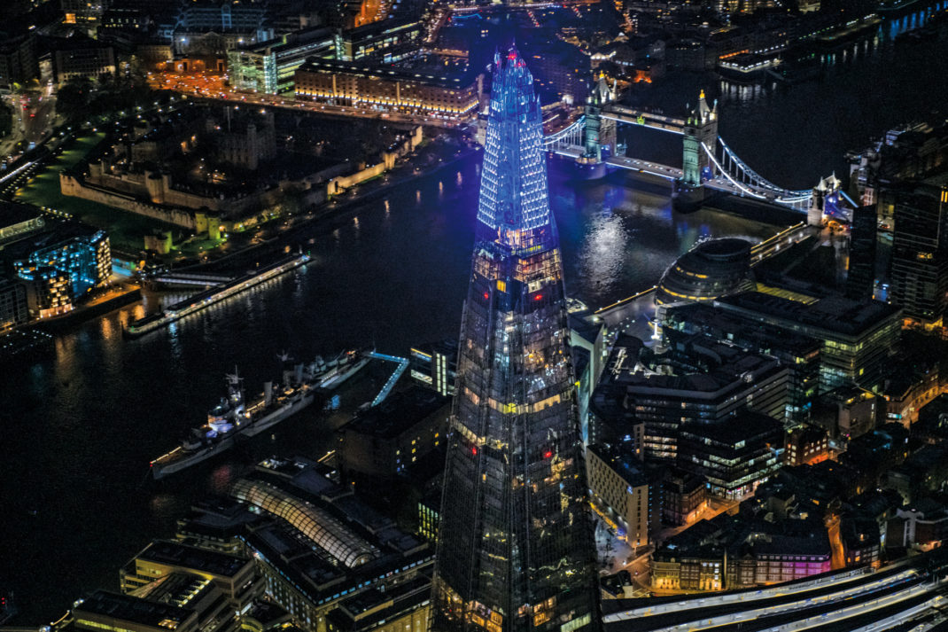 The Shard - Lit Up Blue to Show Support for Key Workers During the Pandemic