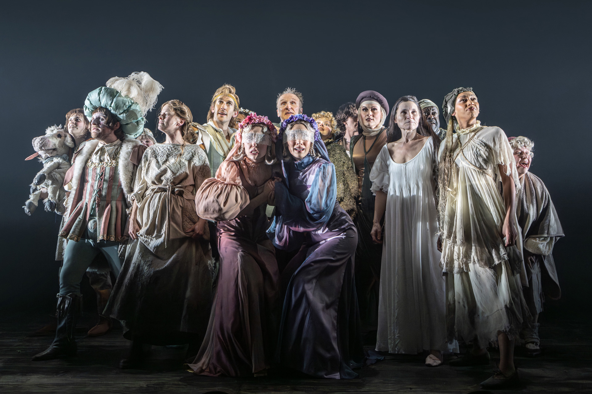 The cast of Into the Woods on stage