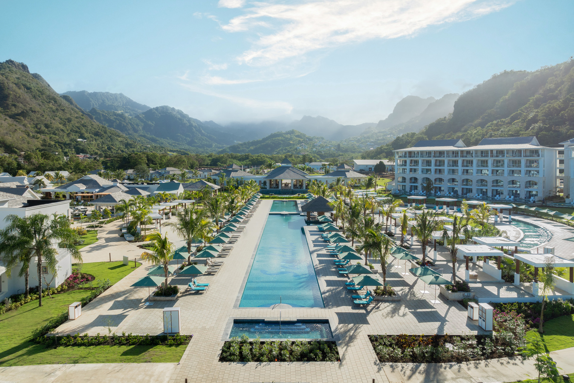 Aerial shot of Sandals Saint Vincent in the Caribbean