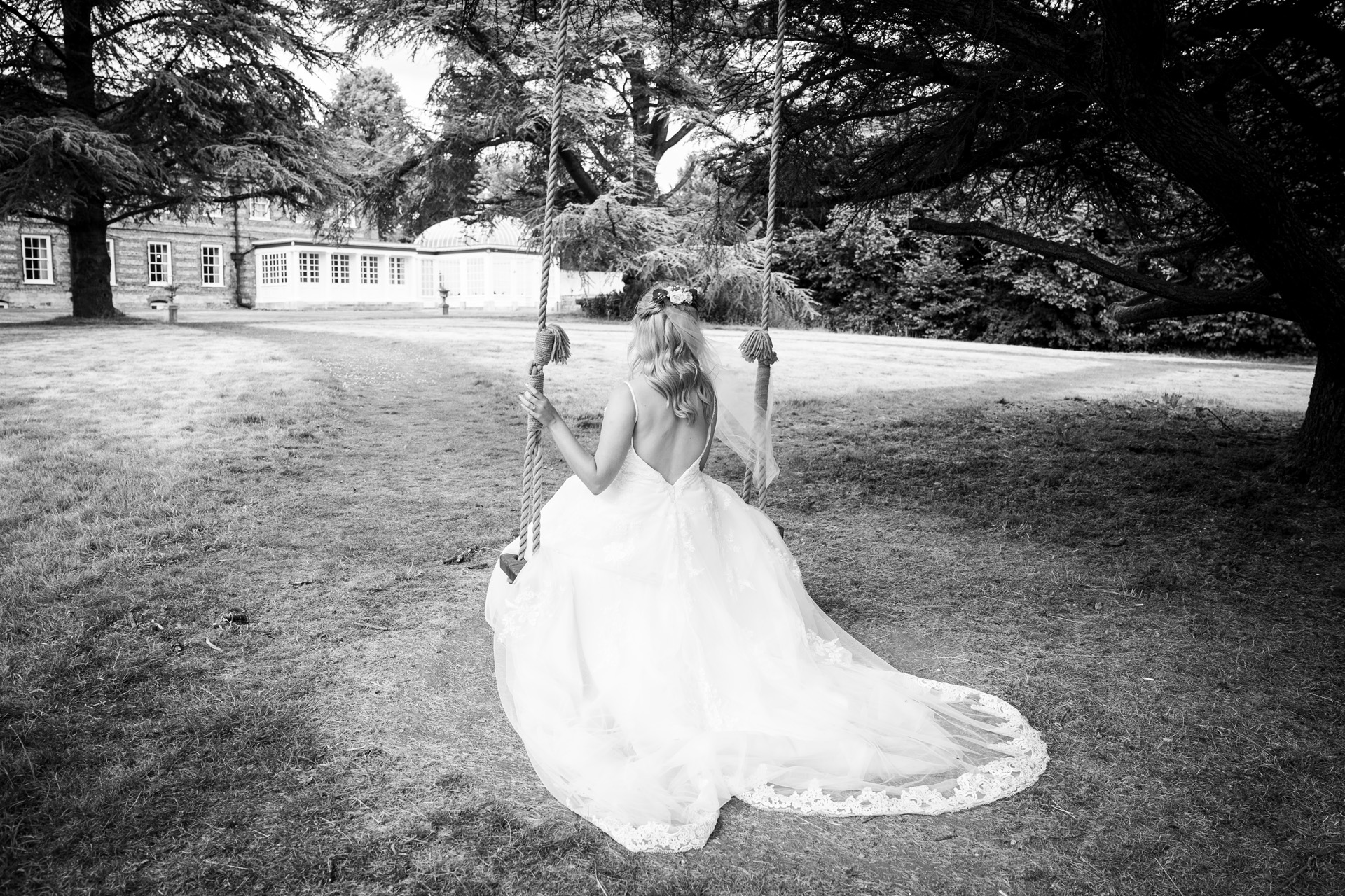 A bride on a swing