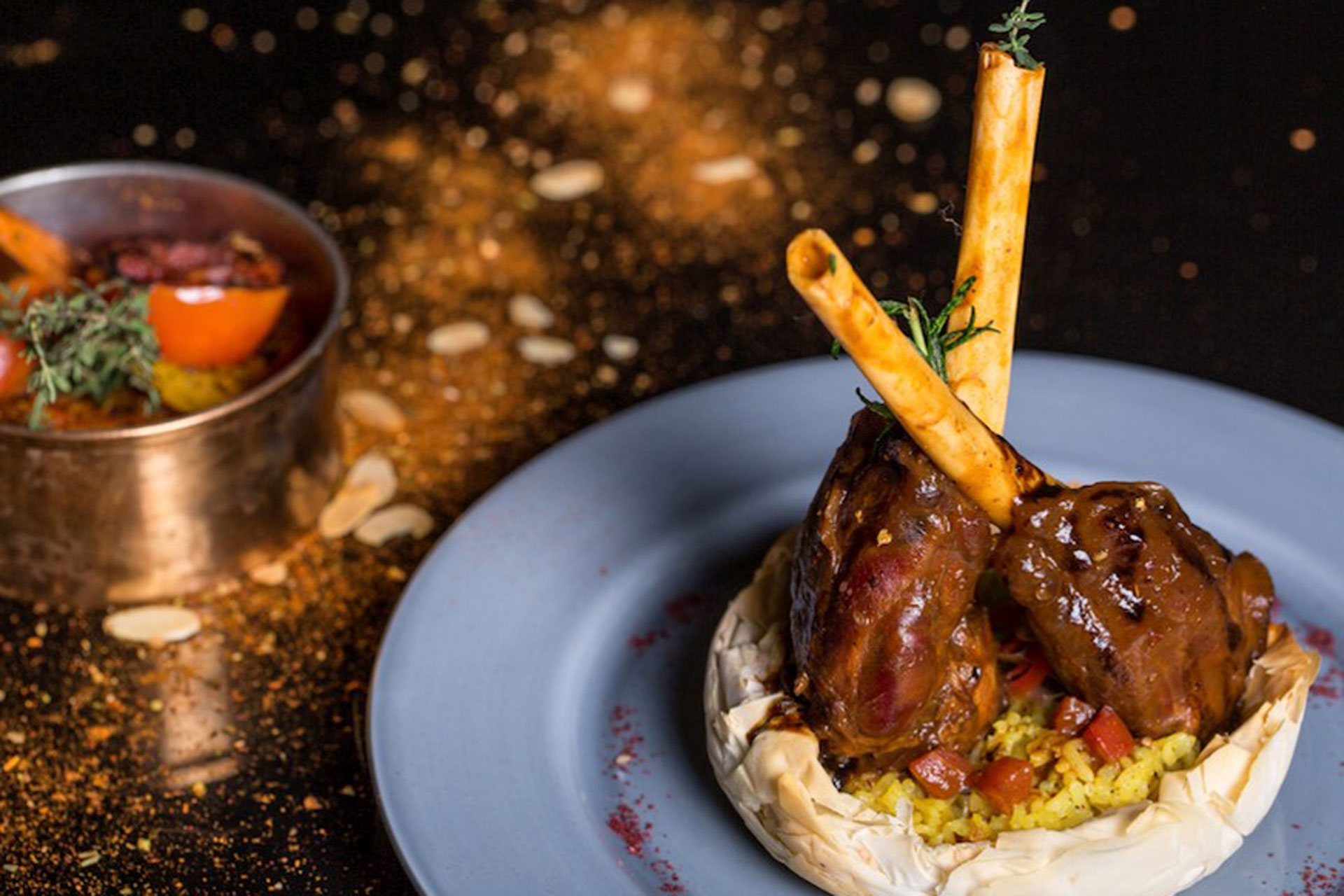 Lamb Shank and Couscous on Filo Pastry