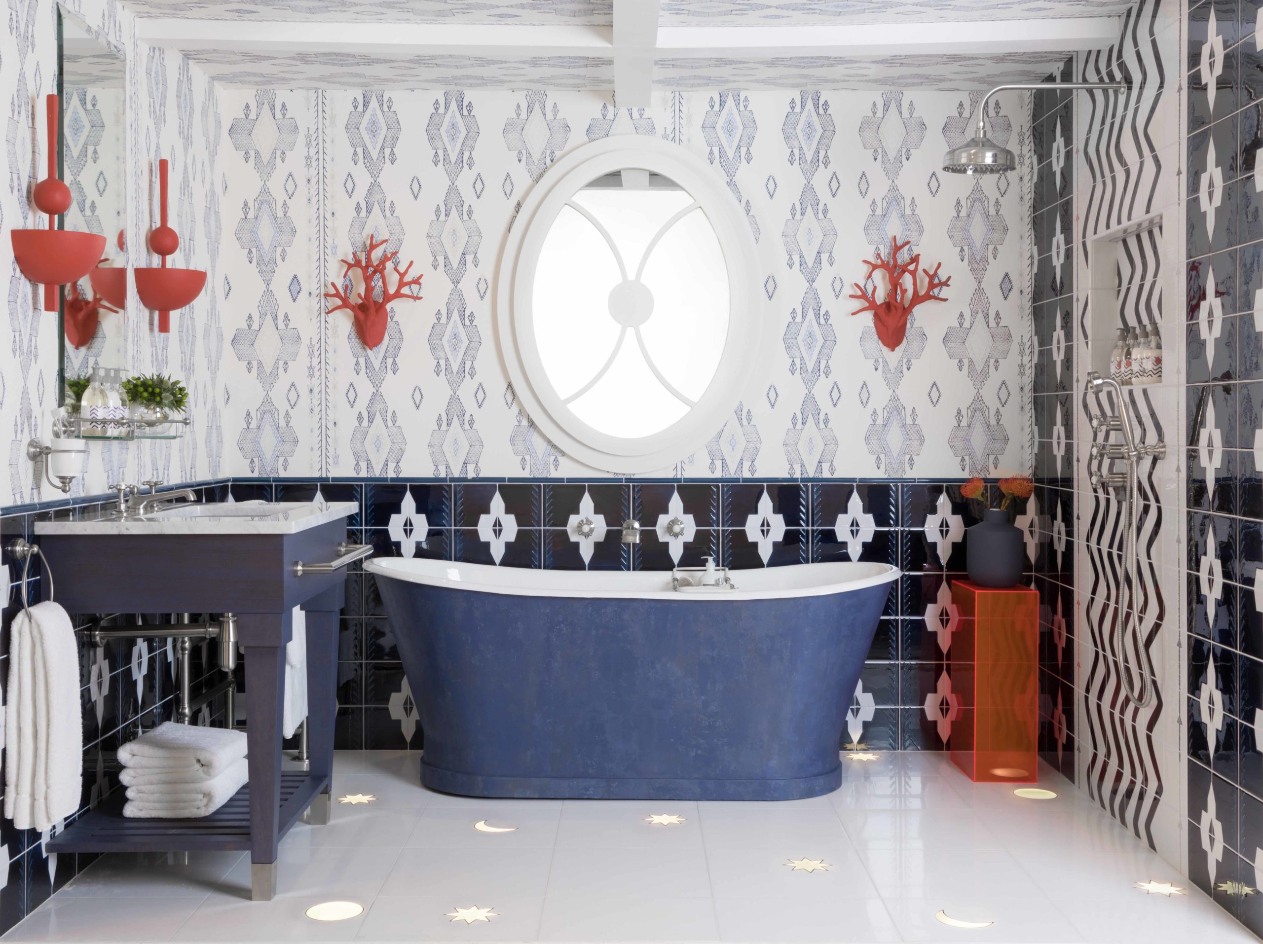 C.P. Hart navy painted bateau bath