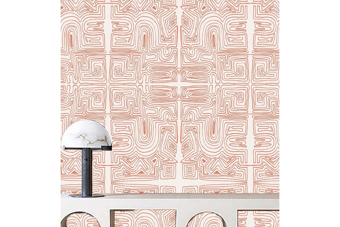 Chelsea Gem vivre abstract wallpaper in terracotta
