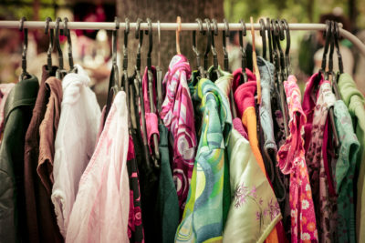 vintage clothes on rail shopping