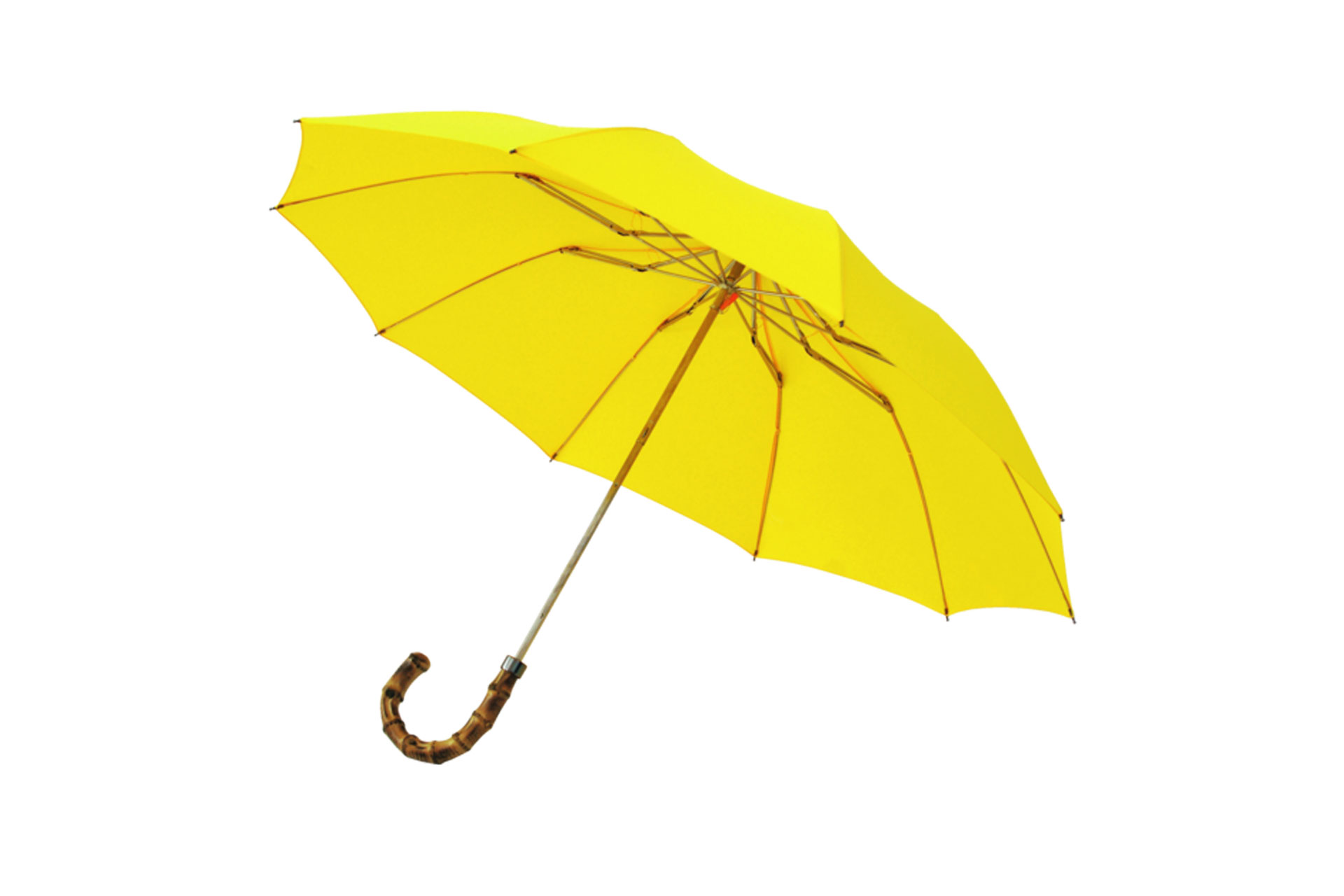 London Undercover Whangee Cane Crook Handle Yellow Telescopic Foldable Umbrella