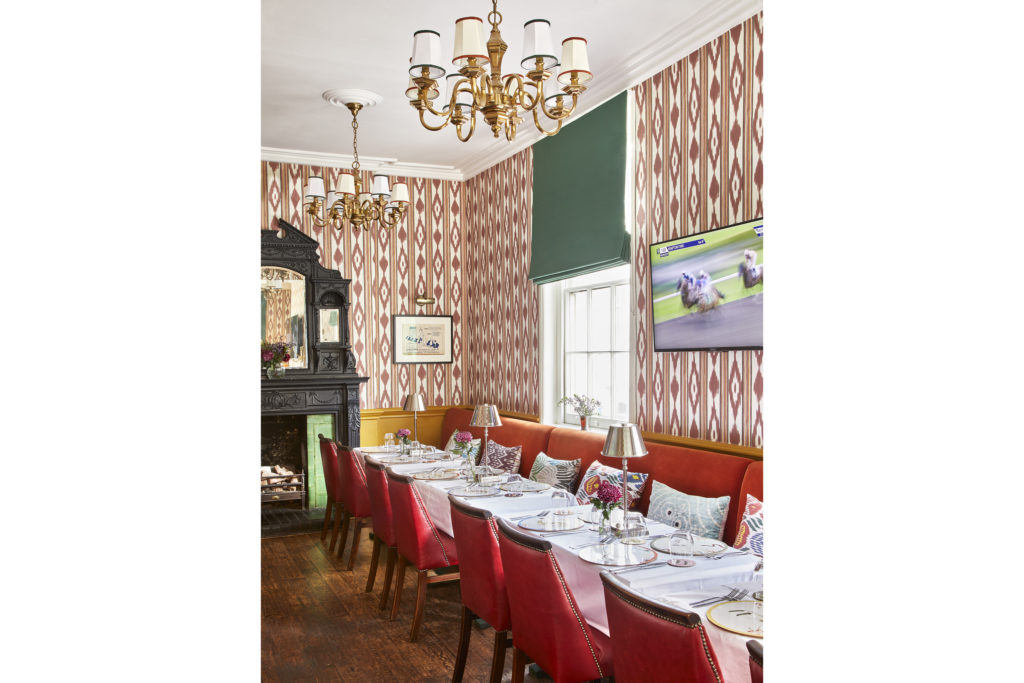 Fitzdares red, white and green dining room