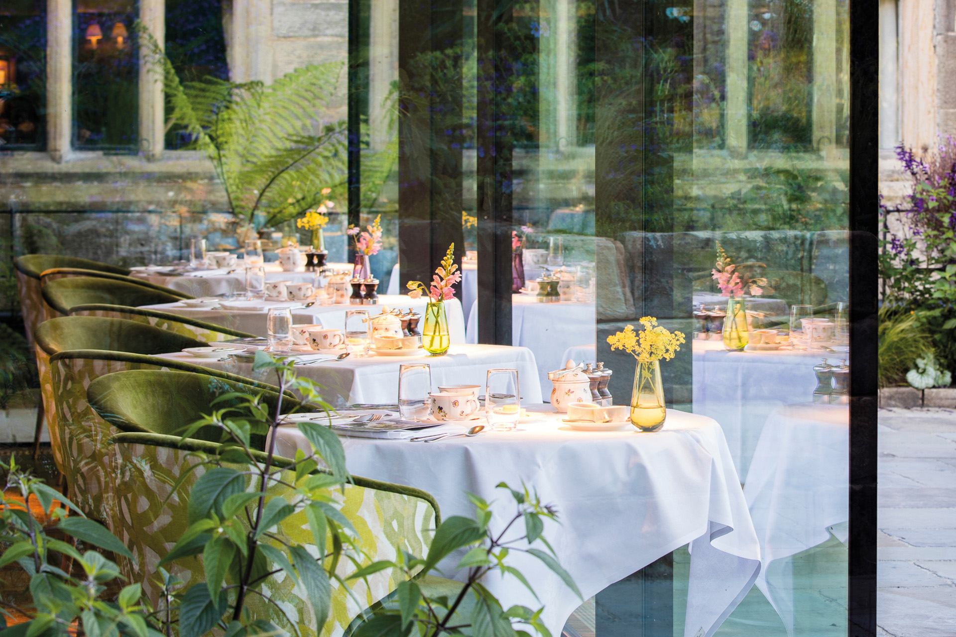 The dining room at UK hotel Gravetye Manor