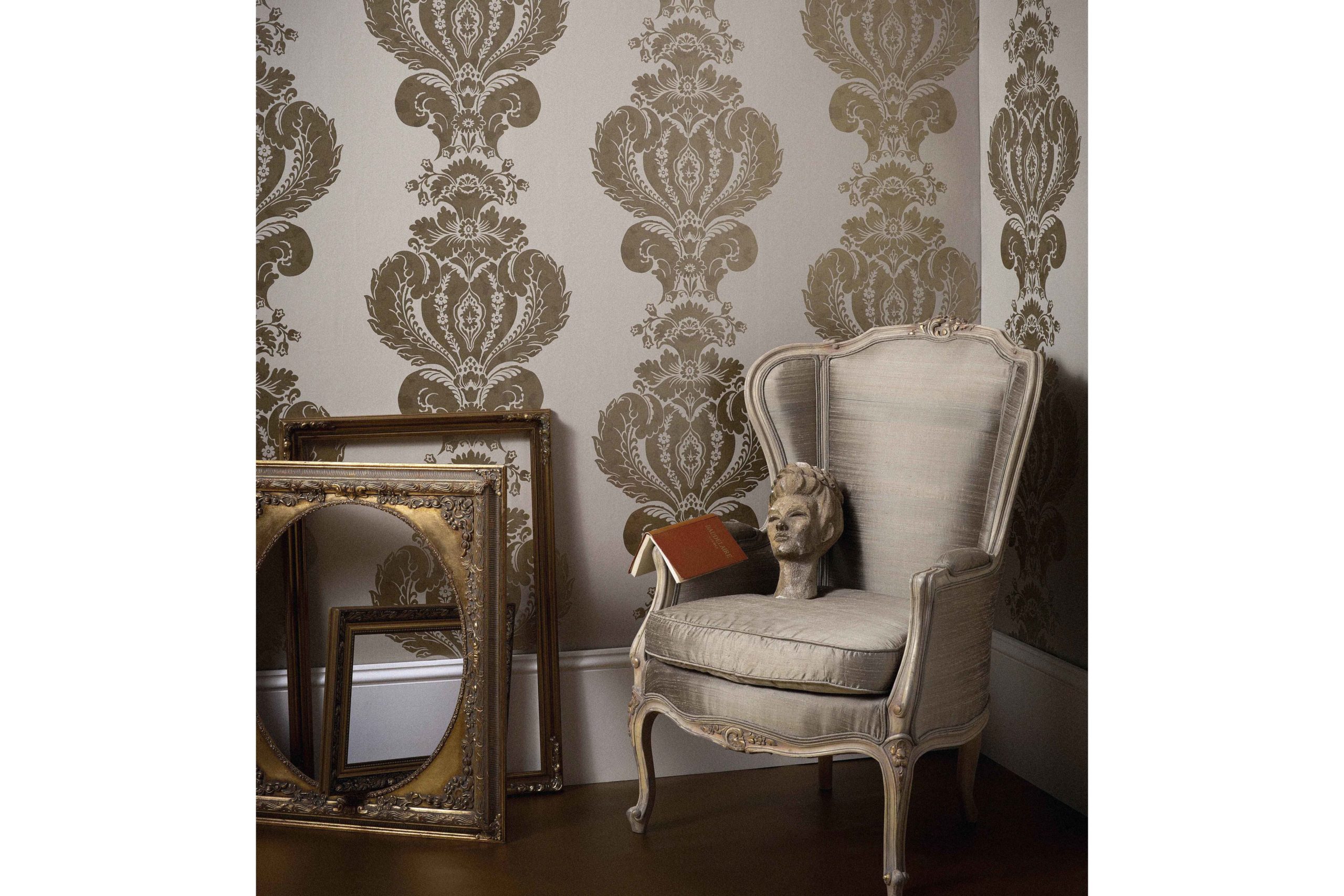Cole & Son damask gold and pink wallpaper