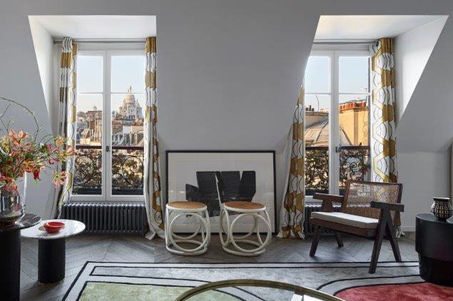 Hubert and Poyet designed Parisian living room in neutrals