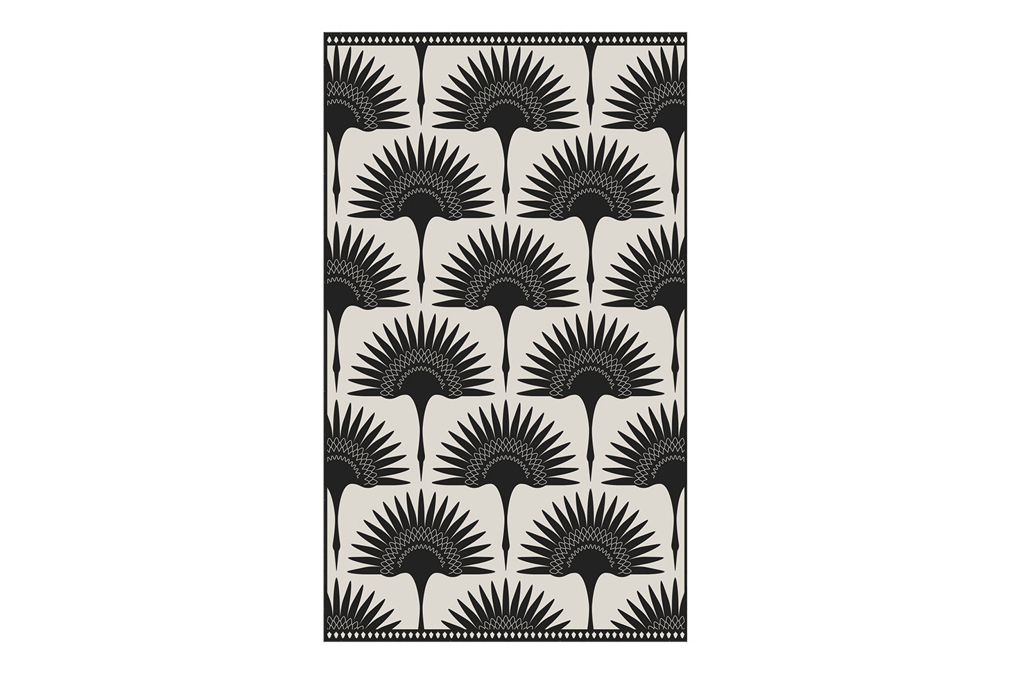 Black and white art deco fan floor mat
