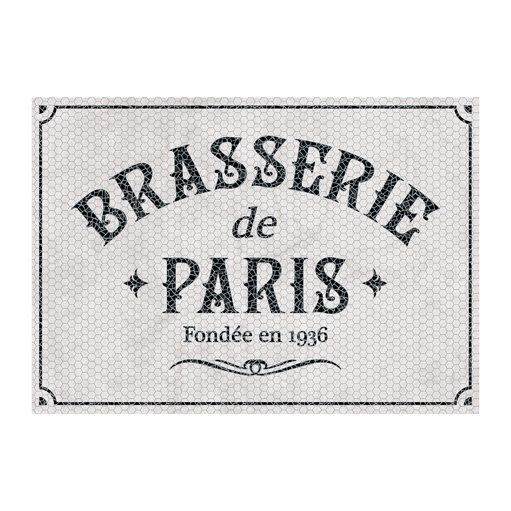 Brasserie de Paris text blue and white placemat