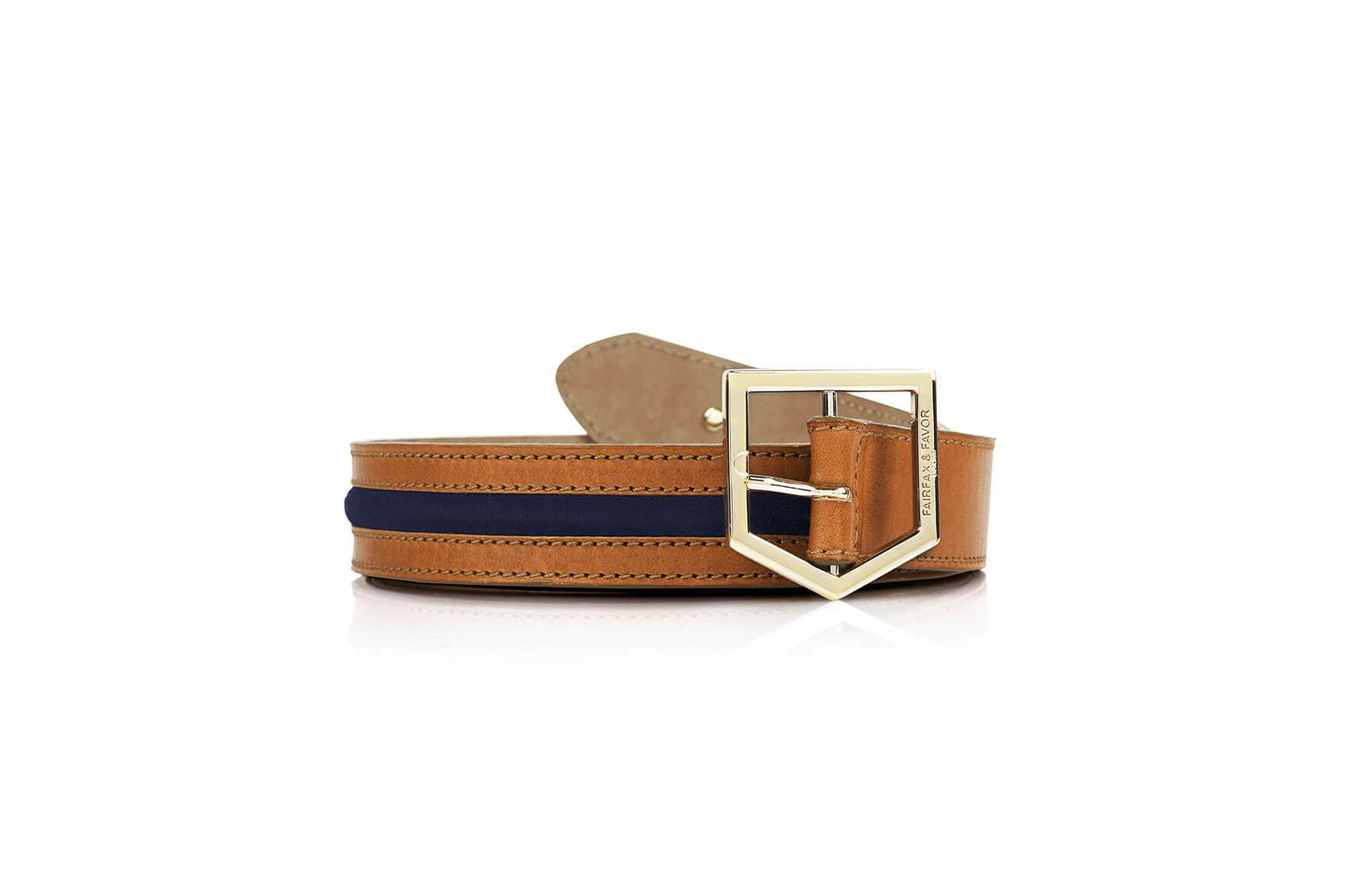 Fairfax & Favor The Hampton Tan & Navy Leather & Suede Belt