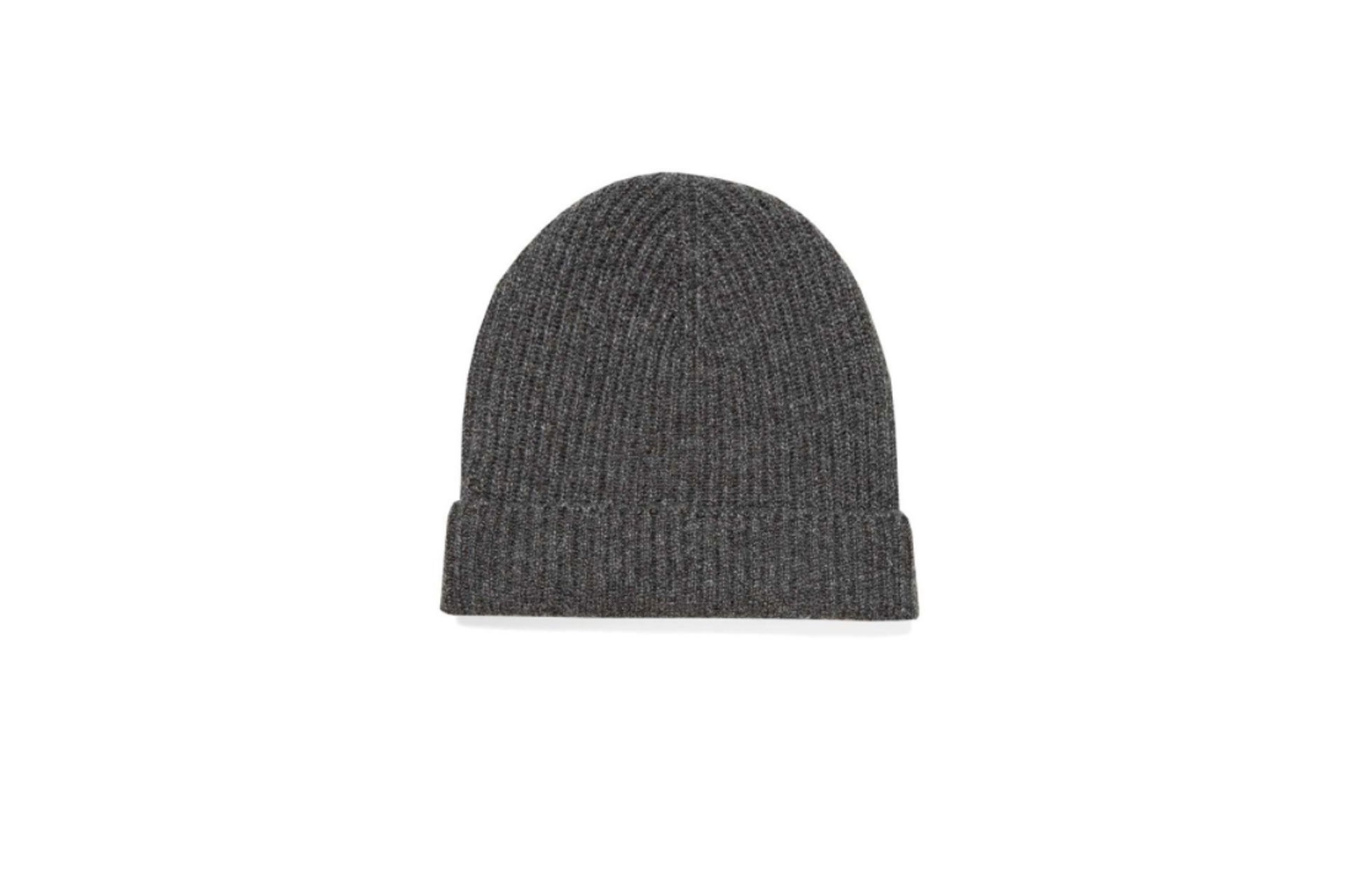 Sunspel Cashmere Rib Hat in Charcoal Marl