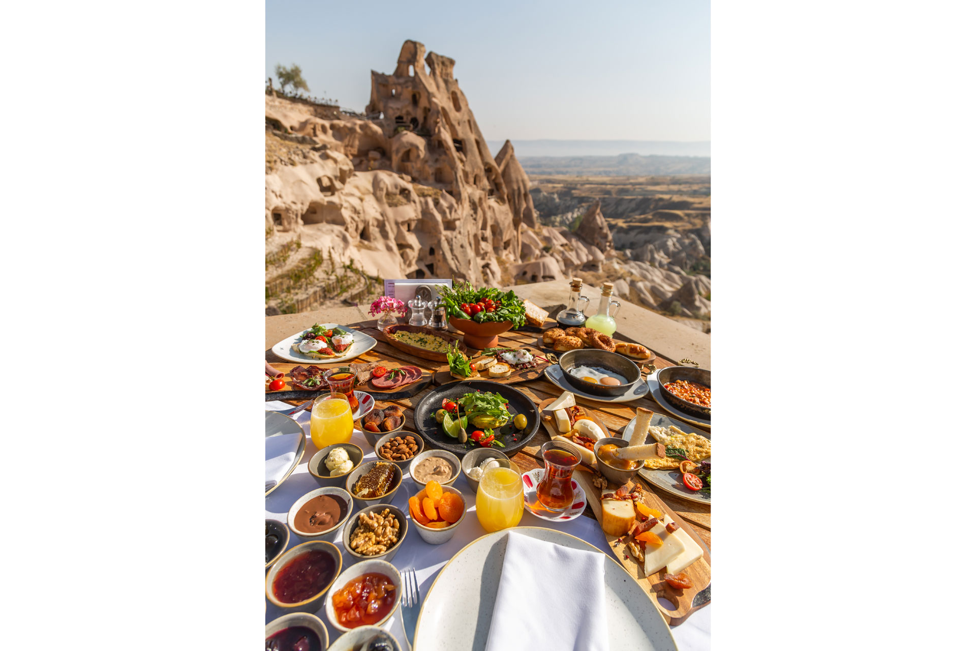Breakfast with a view at argos in Cappadocia, Turkey