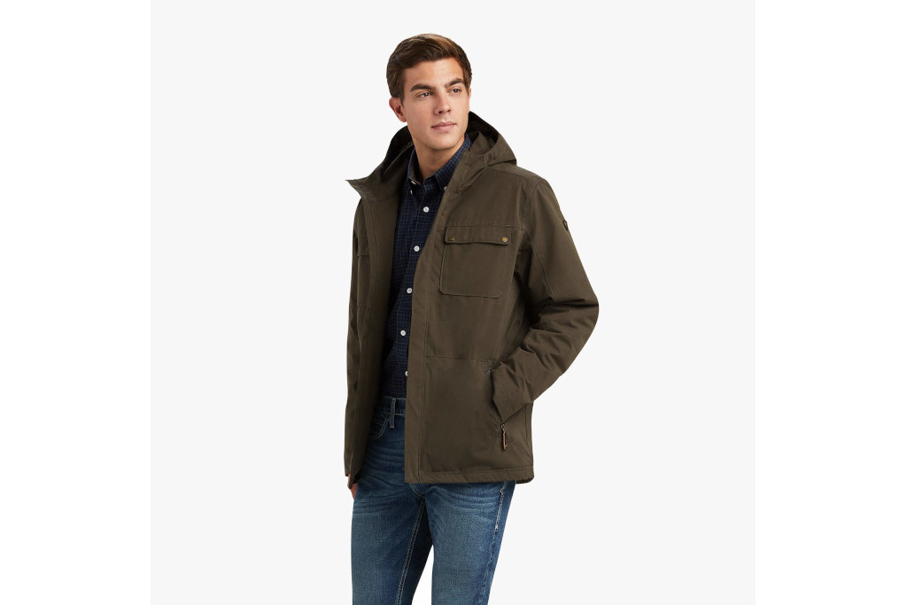 Man in brown parka