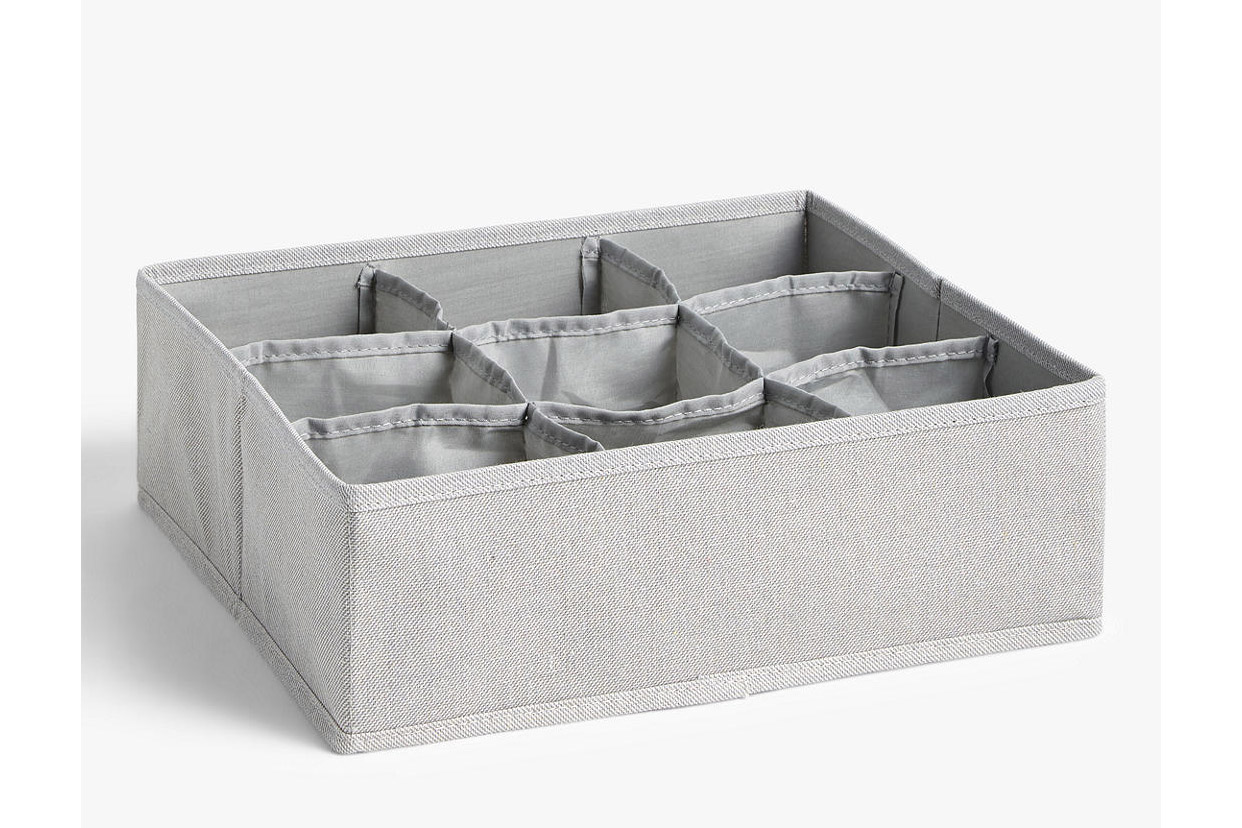John Lewis grey multi-compartment drawer organiser