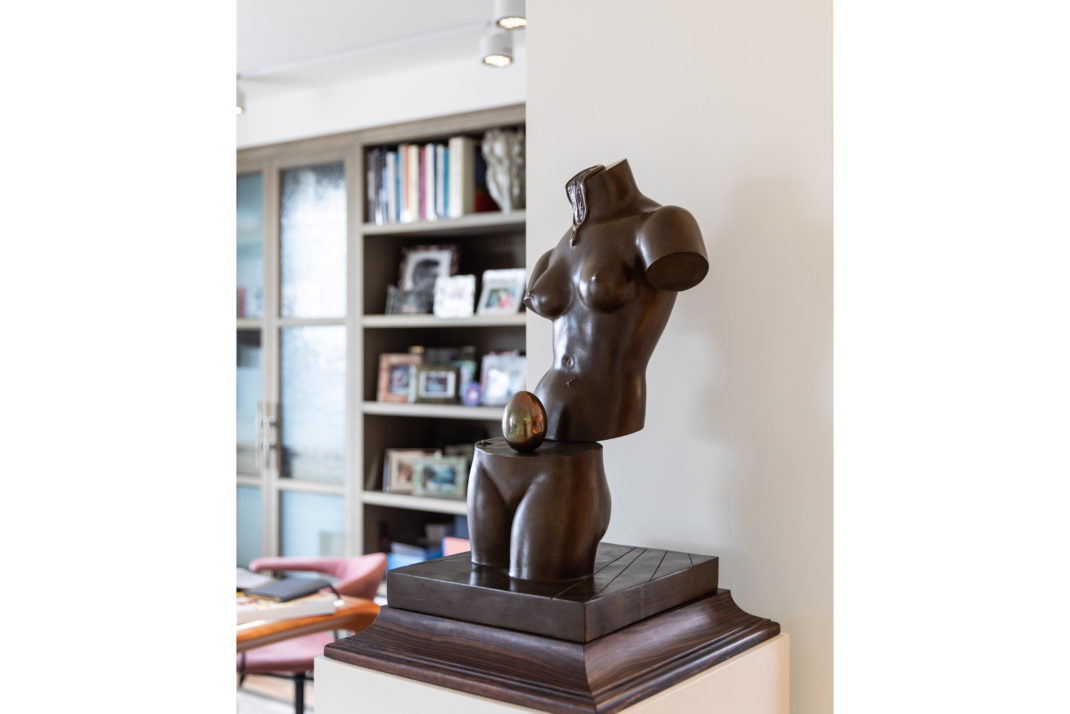 A bronze female torso statue in Wendy Goldsmith's home