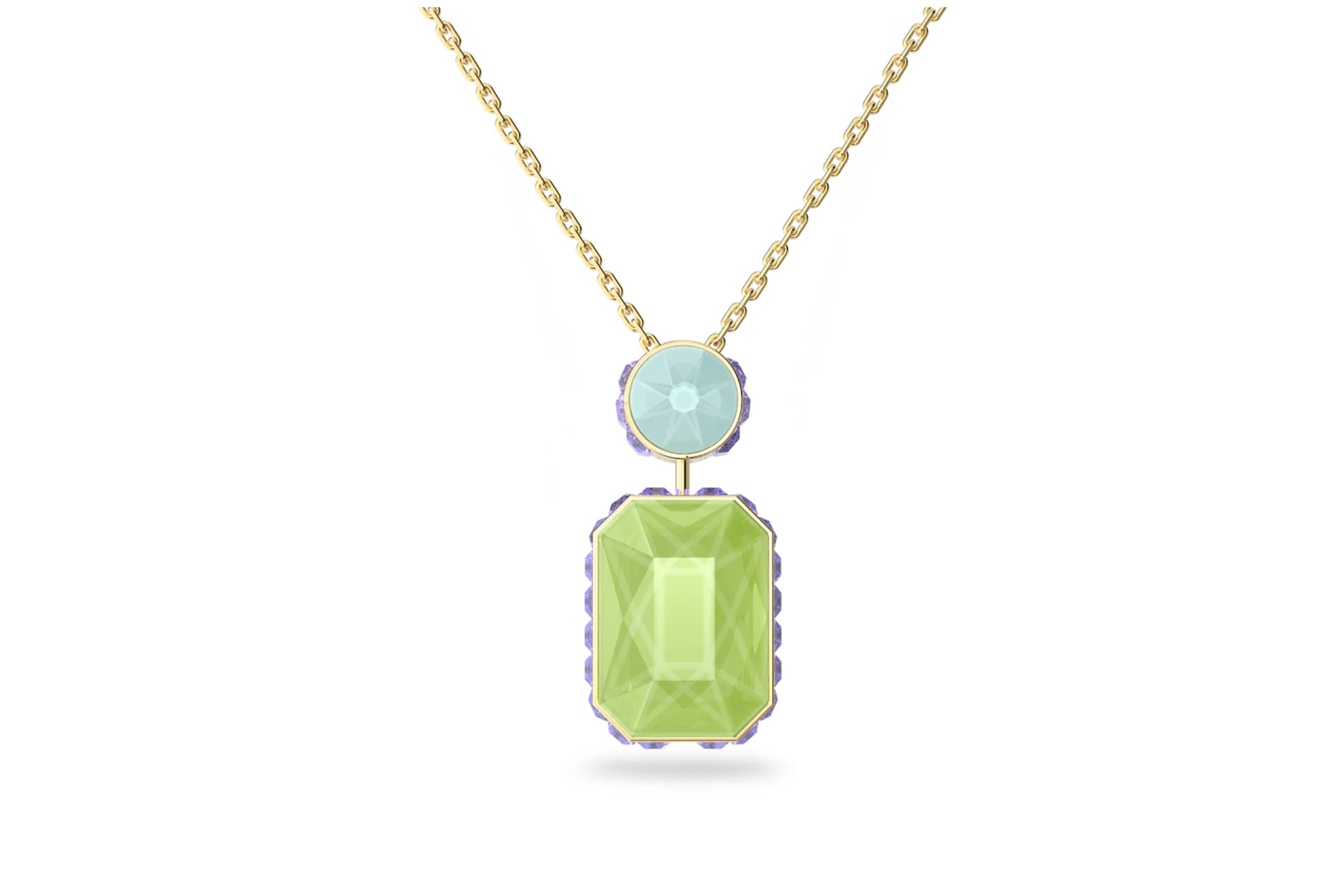Swarovski Orbita necklace Octagon cut crystal, Multicoloured, Gold