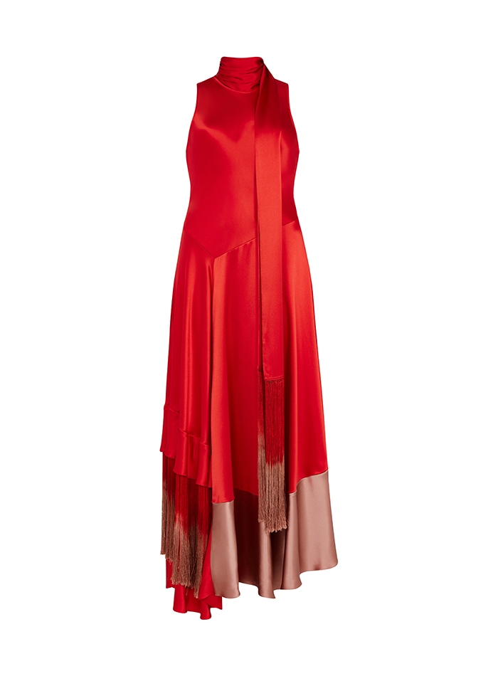 amanda wakeley red satin dress