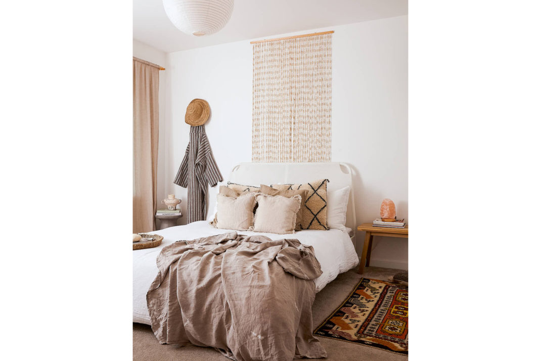 Neutral bedroom with boho accents