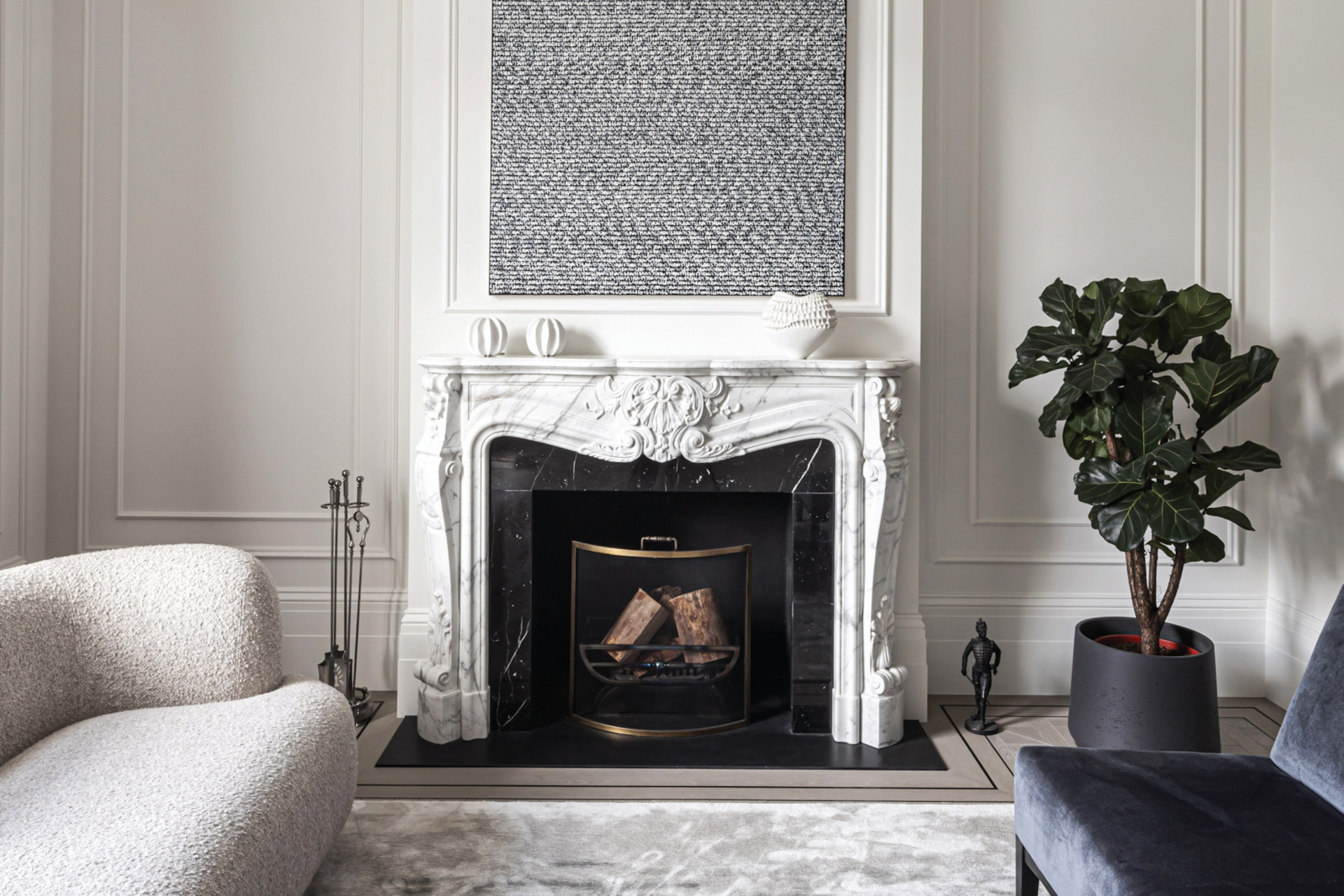 Living room with fireplace