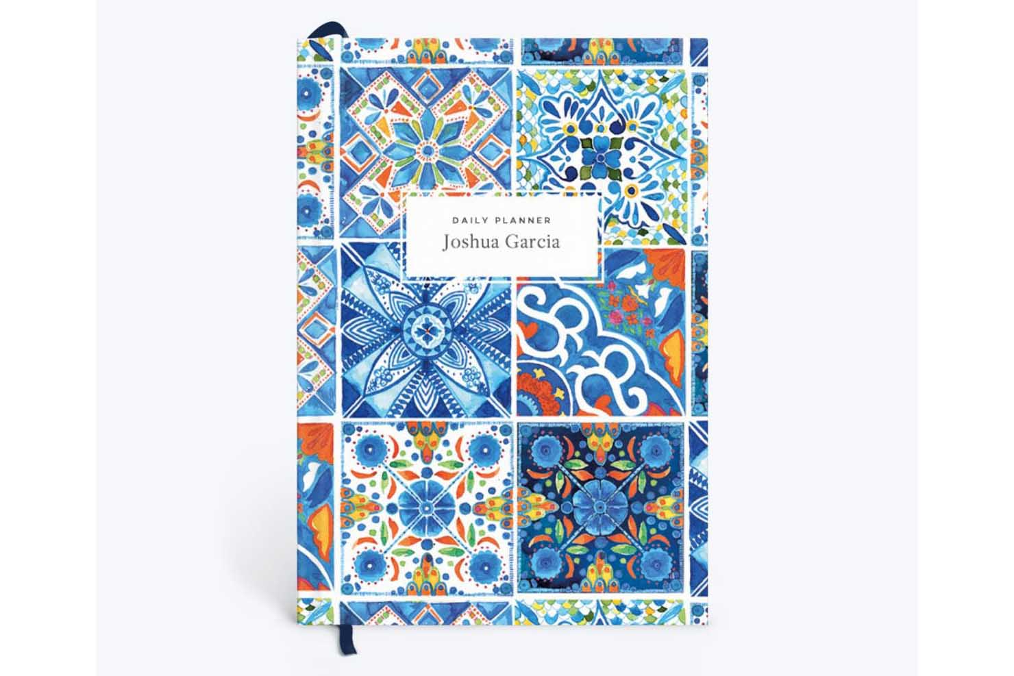 Papier x Matthew Williamson tile-patterned notebook in blues and greens