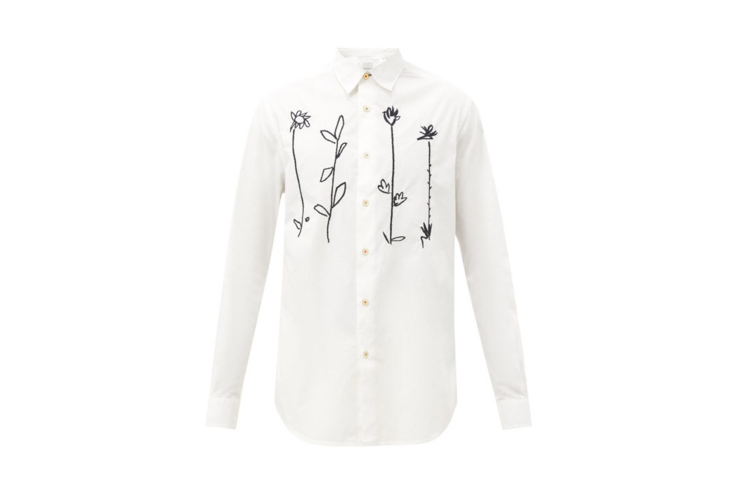 Paul Smith Floral-embroidered organic-cotton shirt