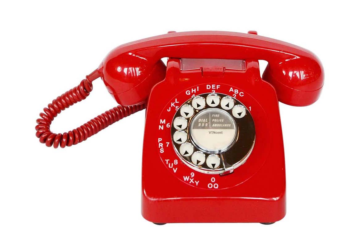 red retro telephone