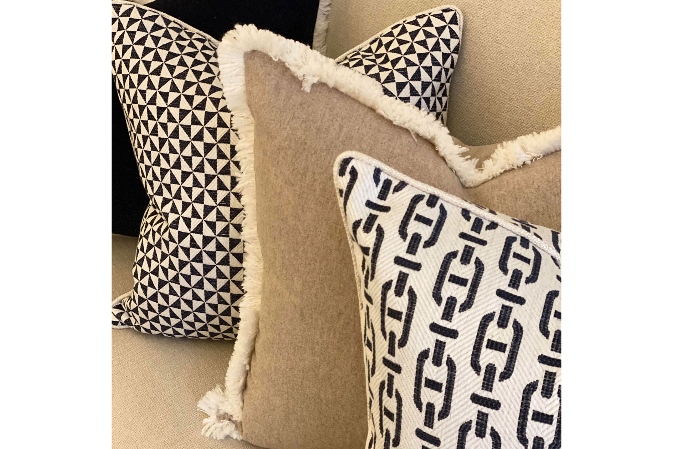 Andrew Martin x Sophie Paterson neutral monochrome cushions
