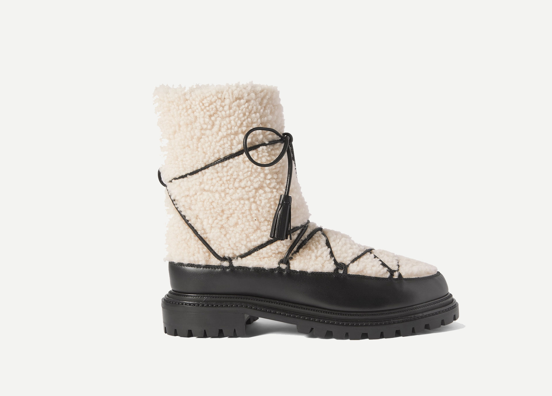 Aquazzura Very Aspen shearling and leather ankle boots