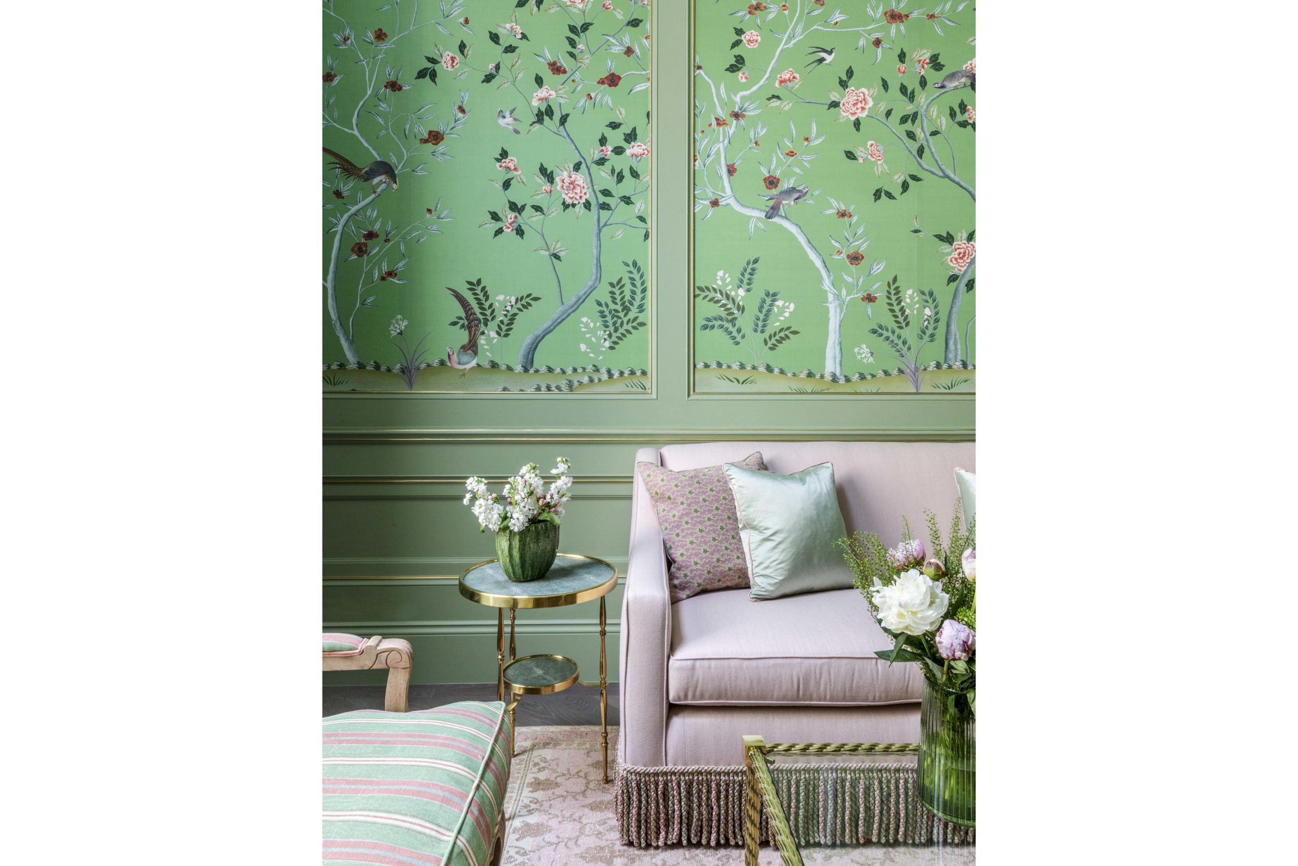 Blyth Collinson pink and green room in Chelsea project