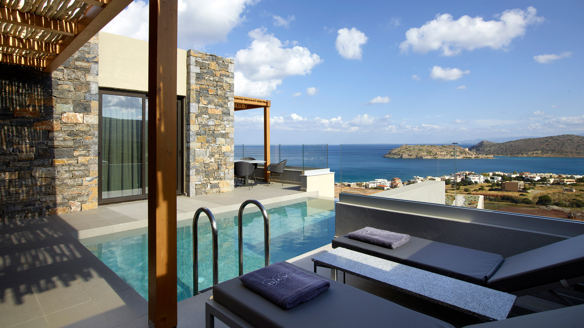 A spa pool overlooking the sea
