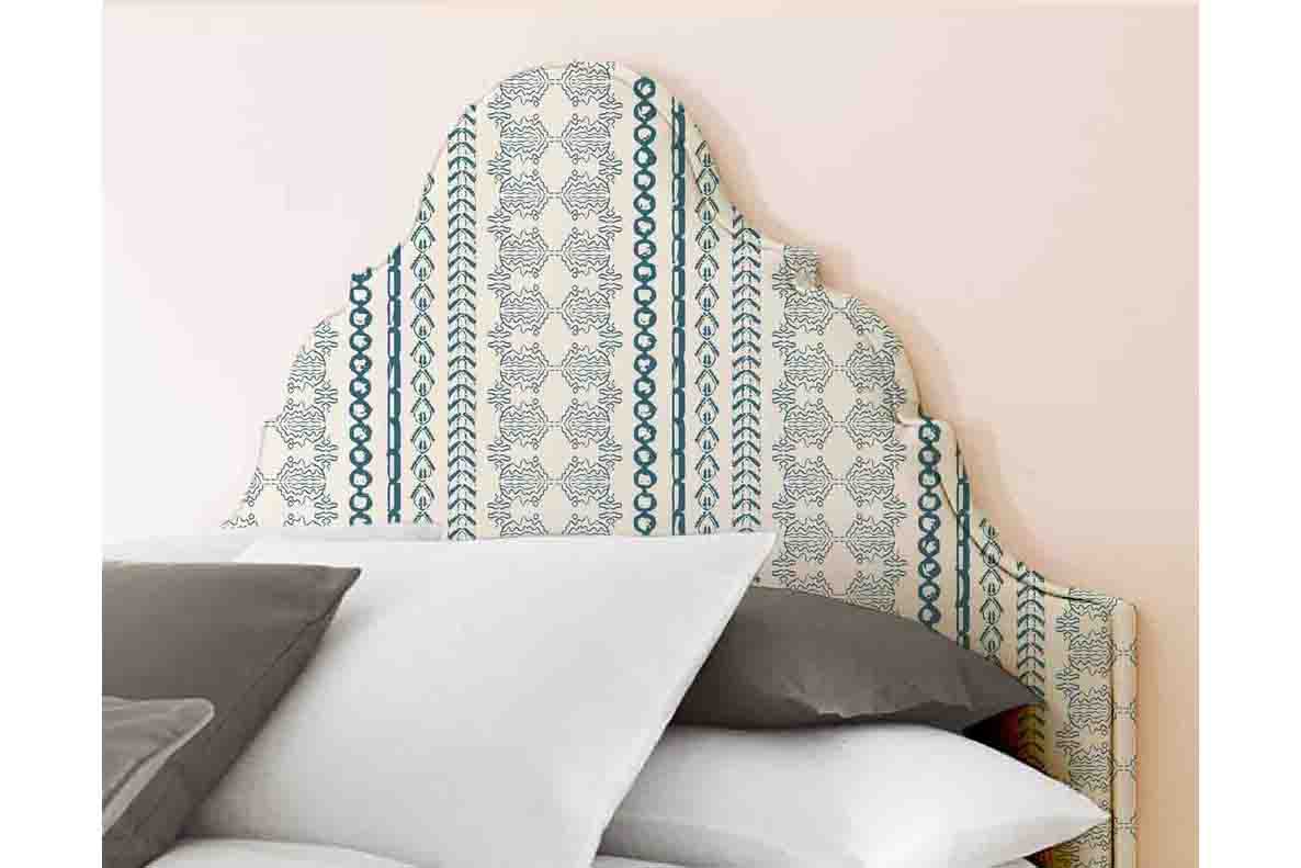 Chelsea Gem blue and white pattern headboard