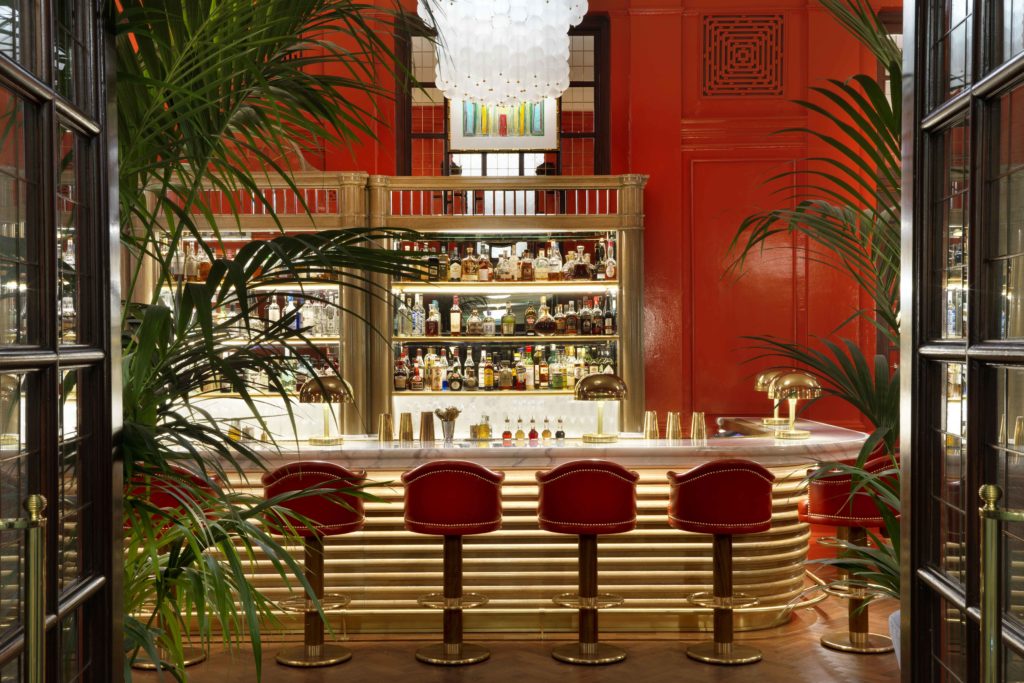 The Coral Room red and gold bar