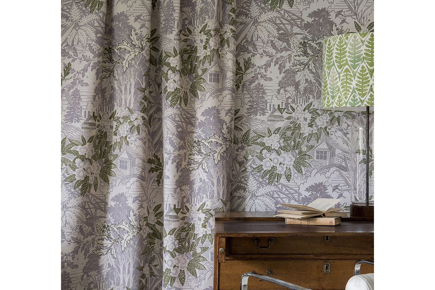 Rapture and Wright purple/grey patterned floral fabric