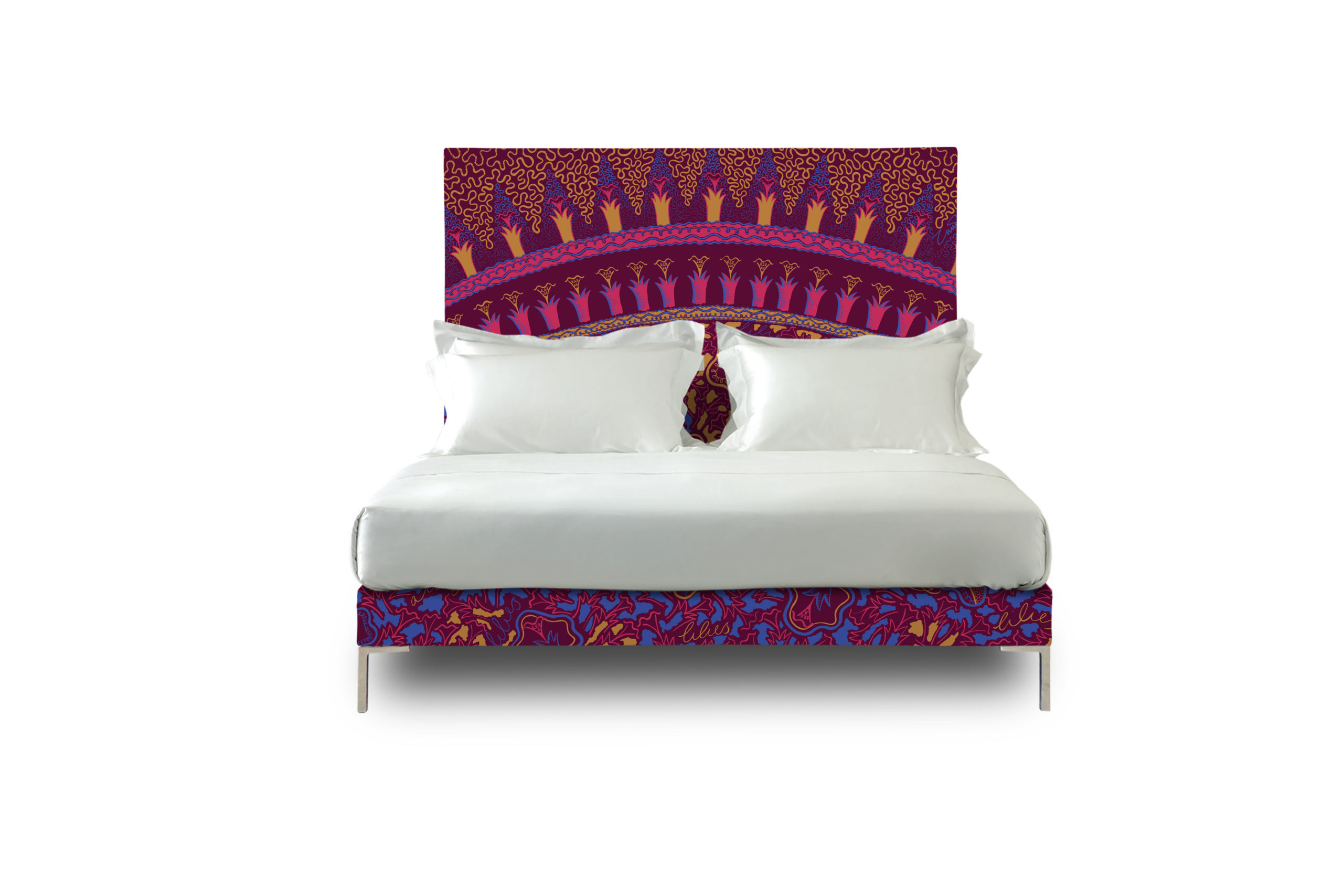 Zandra Rhodes x Savoir purple paisley bed
